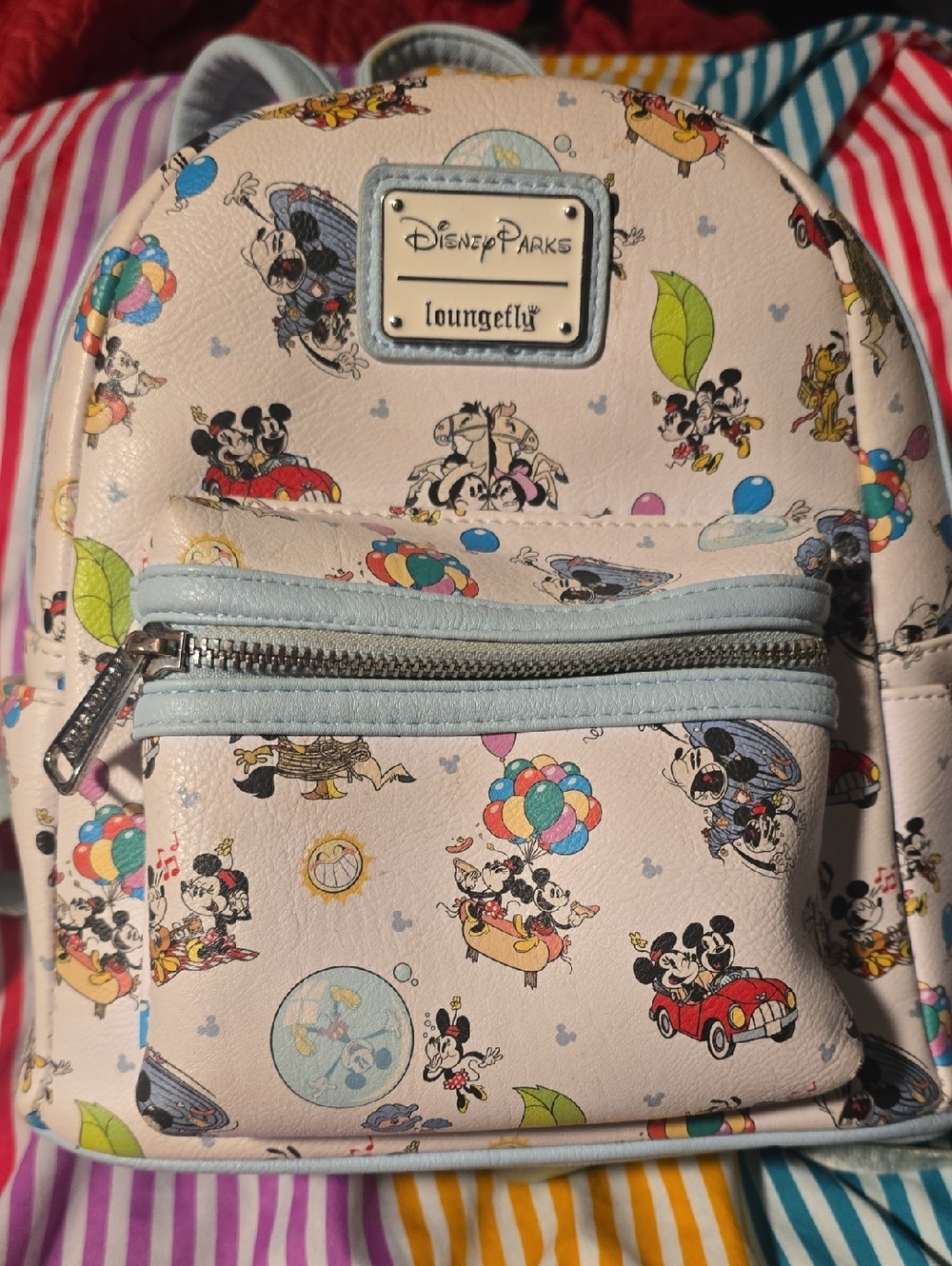 Disney Loungefly Pink Mini Backpack with Multicolor Mickey Prints